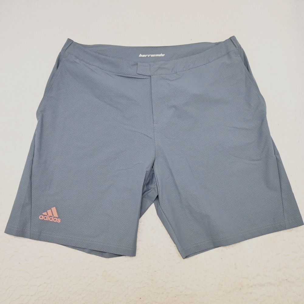Adidas Barricade Tennis Shorts Mens Size 2XL x 10" Blue ClimaCool Nylon Stretch